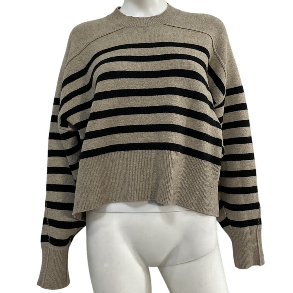 Rag & Bone Striped Beige Bridget Crewneck Sweater Size S - Picture 2 of 5